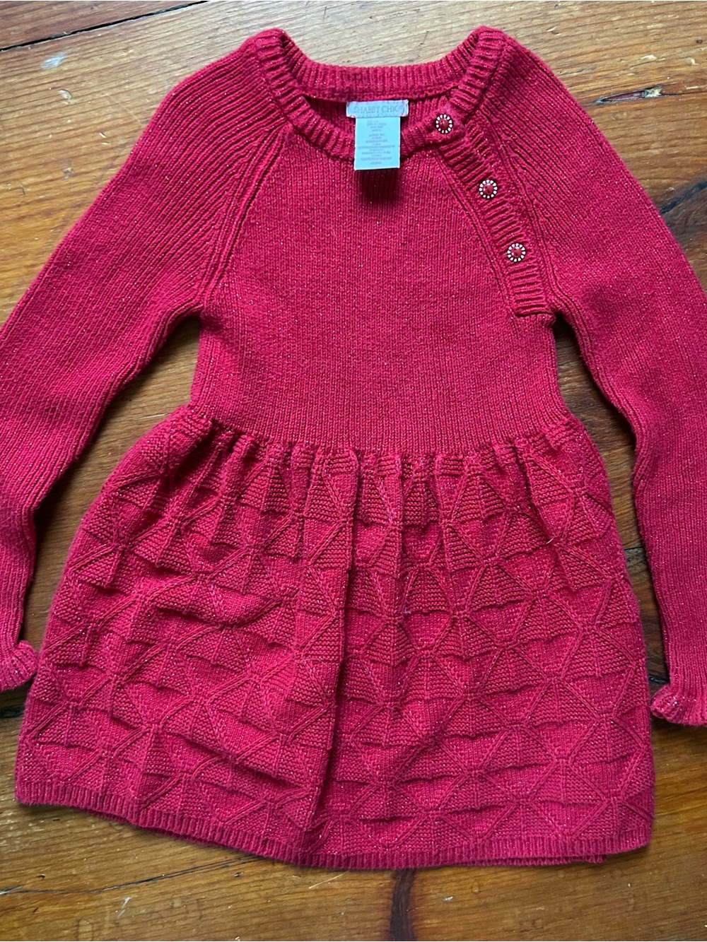 Shabby chic Girls Red Knit Sweater Dress